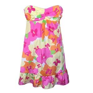Lilly Pulitzer Women’s Strapless Silk Blend Tropical Floral Print Dress …